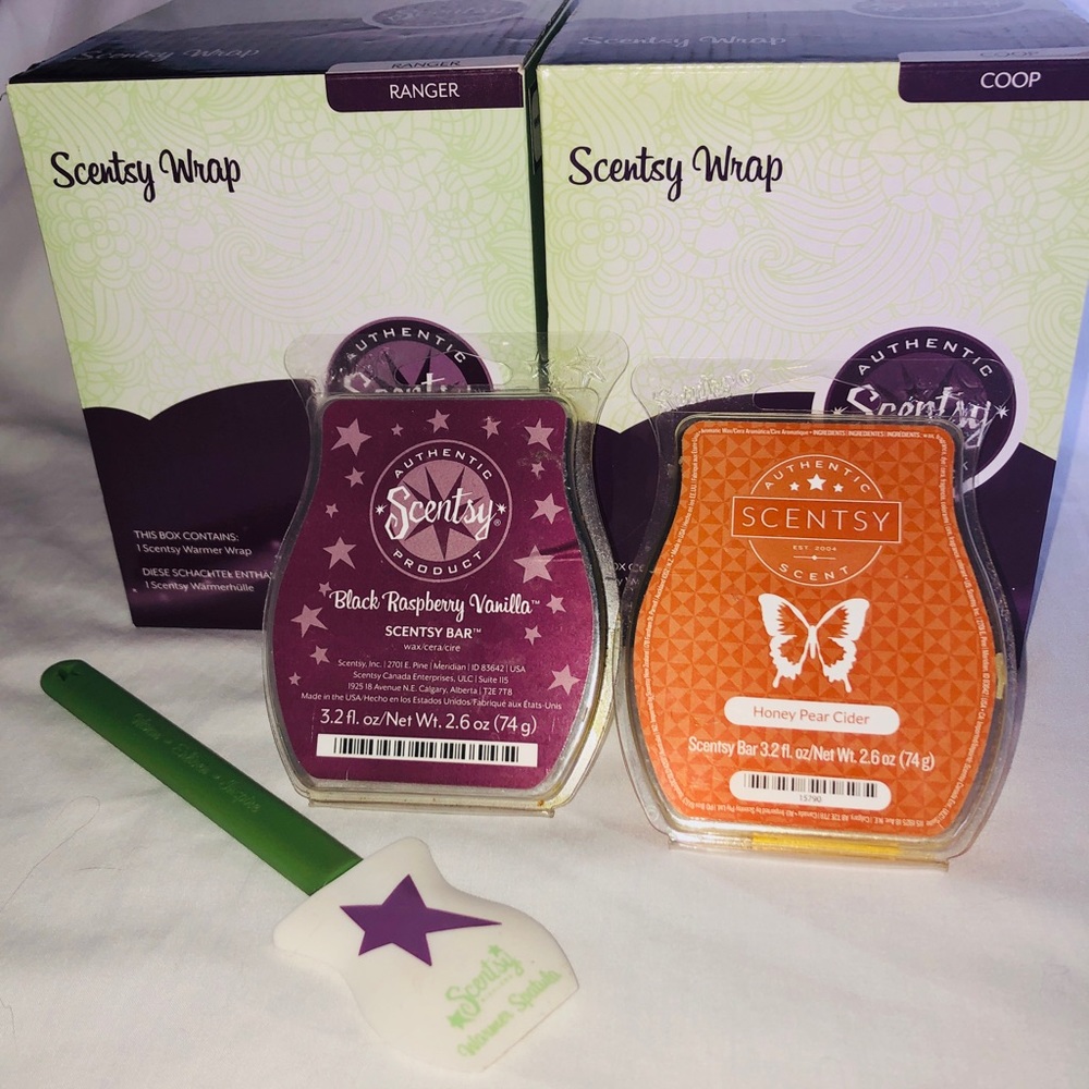 Scentsy Wax Warmer Wrap Pair Coop Rooster Ranger Star Scented Spatula Few Bars